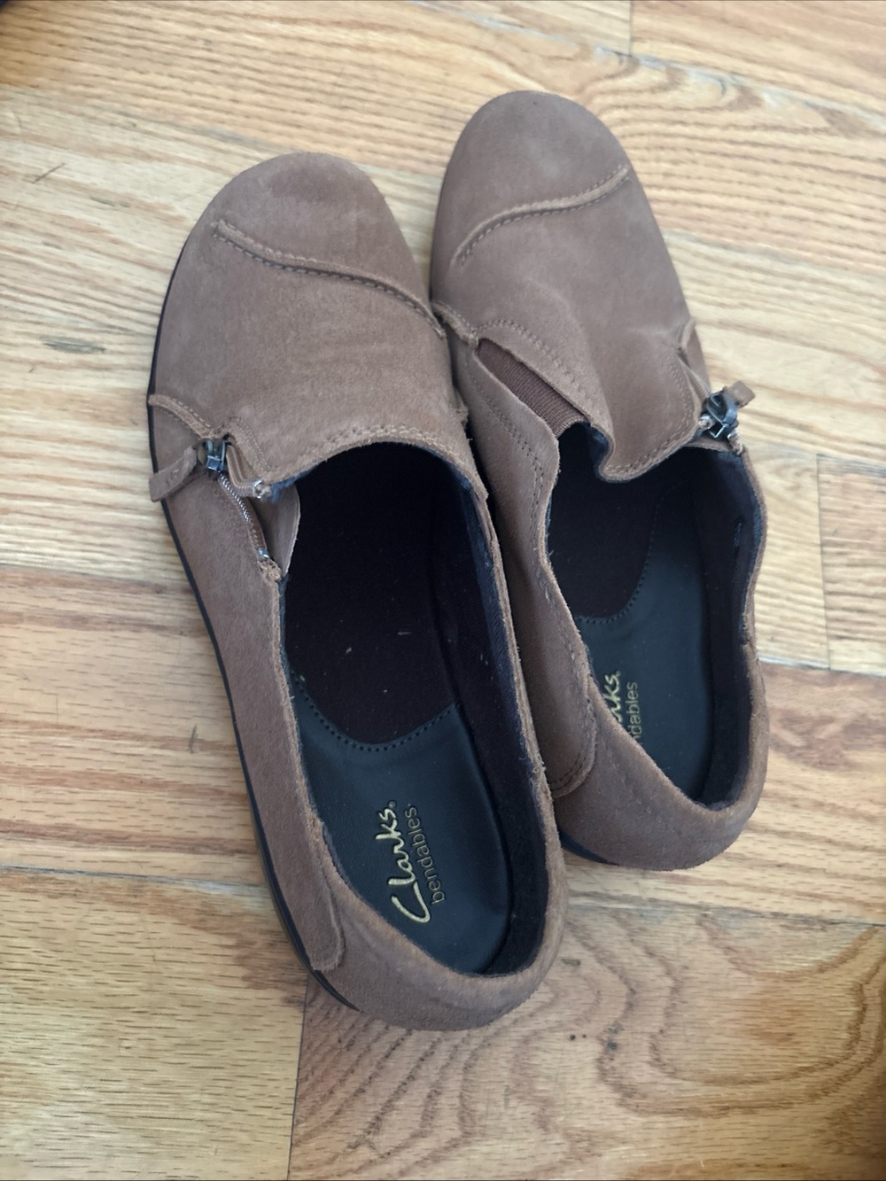 Clarks Tan Suede Casual Slip-On Shoes
